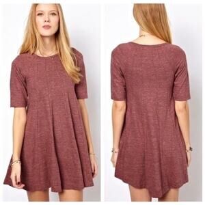 Ganni Winter Jersey Swing Mini Dress Muted Purple - Heathered Cotton